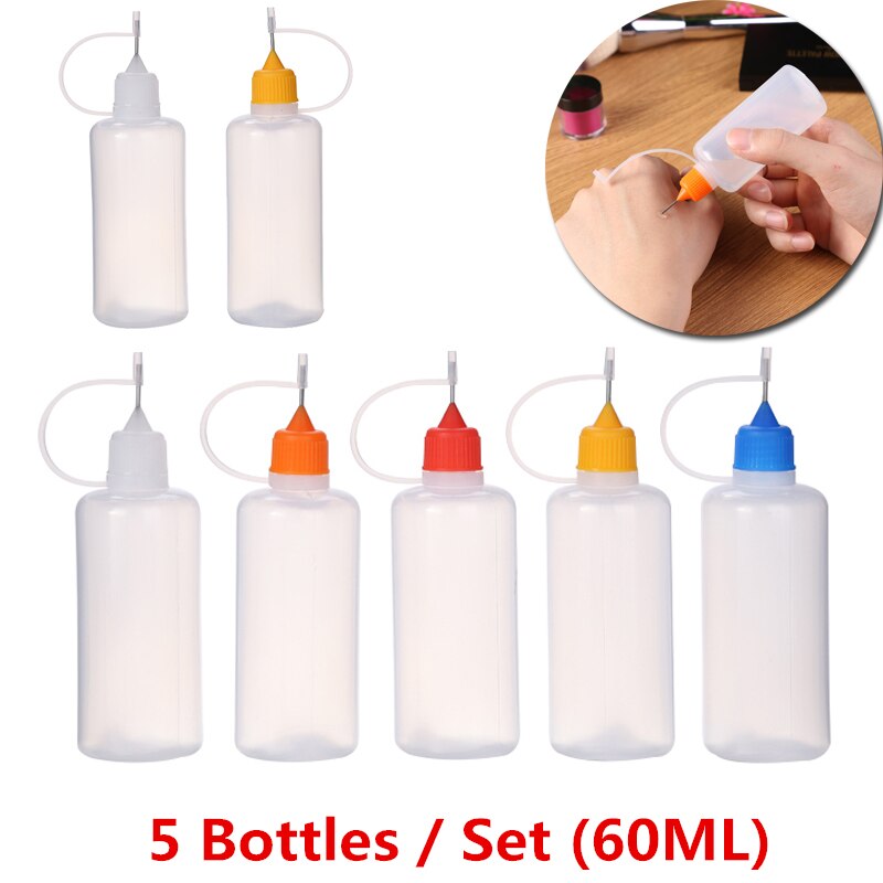 Ensemble de 5 flacons d'applicateur vide remplis de colle à peinture et autres, pour une Application précise et propre: 60ml