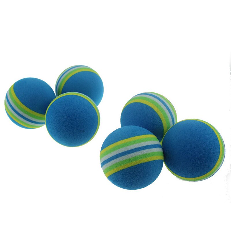 Pelota de Golf de interior a rayas azules, pelota de juego suave de entrenamiento práctica, pelota de goma de espuma elástica, 10 Uds.