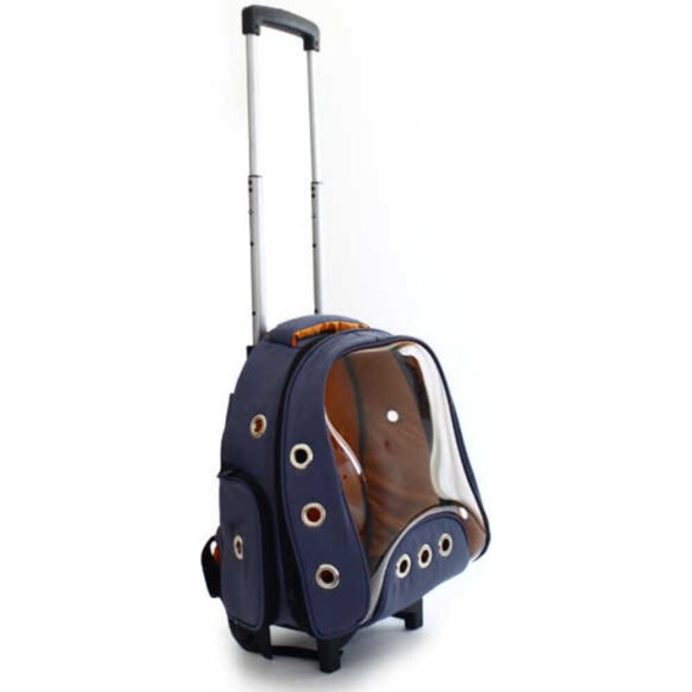 Cat Dog Carrier Travel Veterinary Bag Wheeled Suitcase Pet Extraction Box Astronaut Look Orthopedic Support Ventilated Zipper
