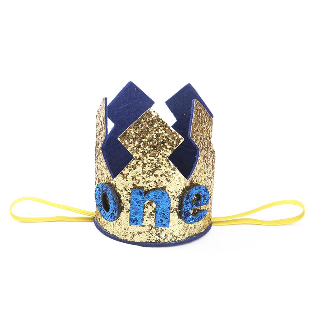 Drenge piger blå guld første fødselsdag hat glitter pige guld lyserød prinsesse krone nummer 1st 2 3 år gammel fest baby shower dekor: D