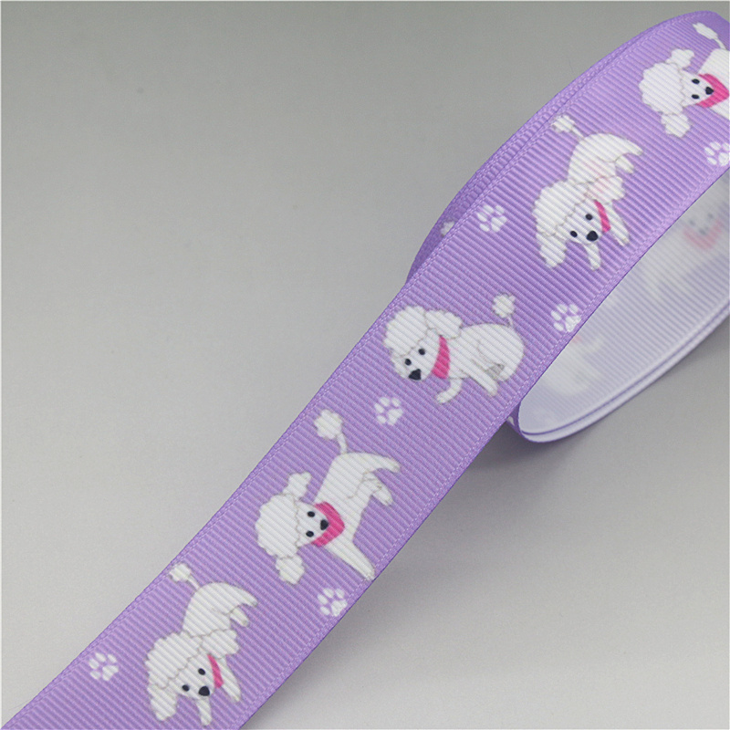 DUWES 50 yards Hond Poedel Bulldog Corgi Gedrukt Grosgrain Lint Accessoire Hairbow Hoofddeksels Decoratie DIY OEM D1651