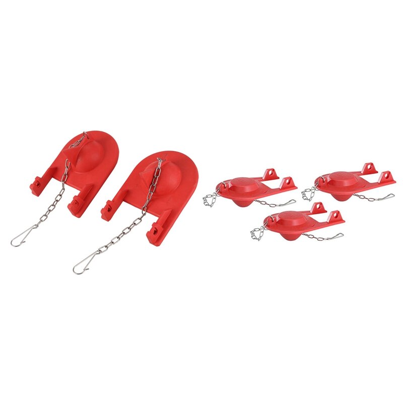 5 Pack Universal Toilet Tank Flapper -Easy to Install-Long Lasting All Seal- Red: Default Title