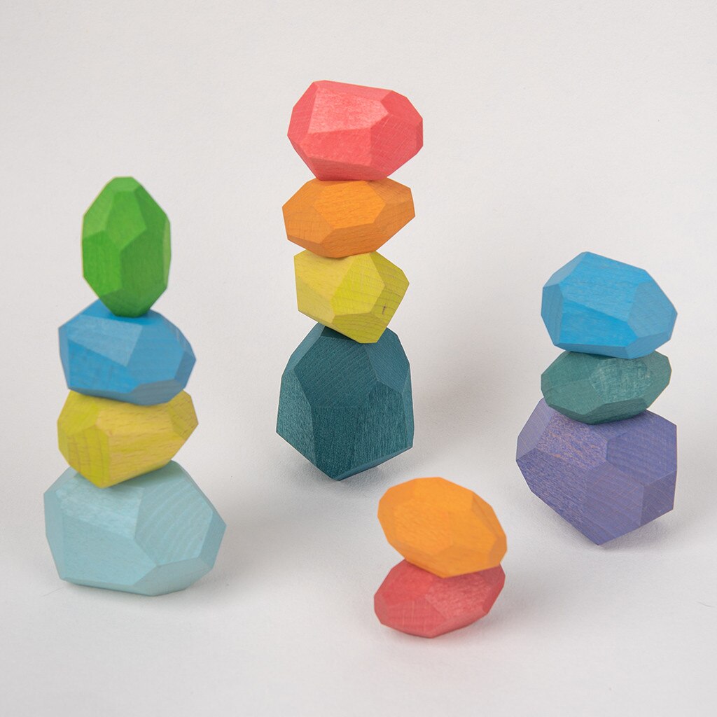 Houten Gekleurde Steen Jenga Stapelen Bouwsteen Educatief Speelgoed Creatieve Nordic Stijl Game Regenboog Houten Speelgoed Kinderen