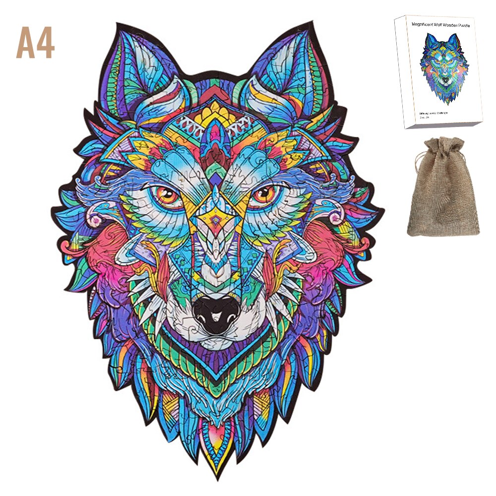 Unieke Houten Puzzels Mysterieuze Wolf Puzzel Cadeau Voor Volwassenen Kids Educatieve Puzzel Fabulous Interactieve Spelletjes: A4  297X210M