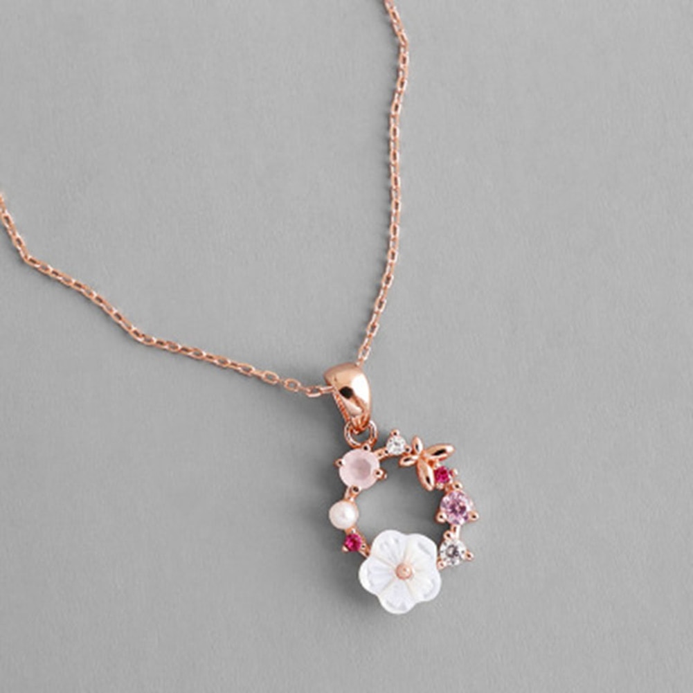 Rose Flower Charm Pendant Necklaces For Women Gril Vintage Gold Color Chains Necklace Statement Jewelry