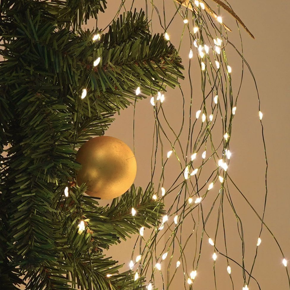 Grønn kabel led-lyslenke julelys utendørs girlander vanntett juletrær julepynt