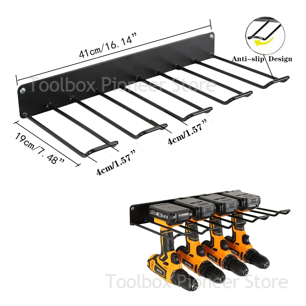 Support de rangement mural pour outils électriques, armoire à outils flottante, support de perceuse électrique, support de rangement robuste pour atelier et Garage: GRIS FONCÉ
