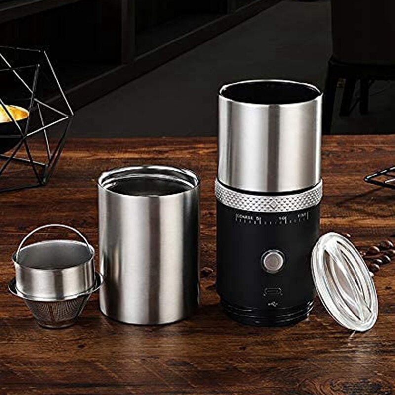Electric Coffee Grinders Portable Small Personal Coffee Maker with Grinder Mini Travel Rechargeable Coffee Bean Machine
