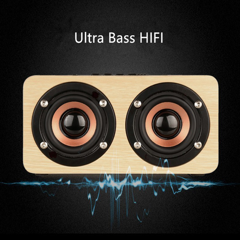 Altavoz inalámbrico de madera con Bluetooth, barra de sonido HiFi portátil con bajo de choque, Altavoz TF, caixa de som para iPhone Sumsung Xiaomi