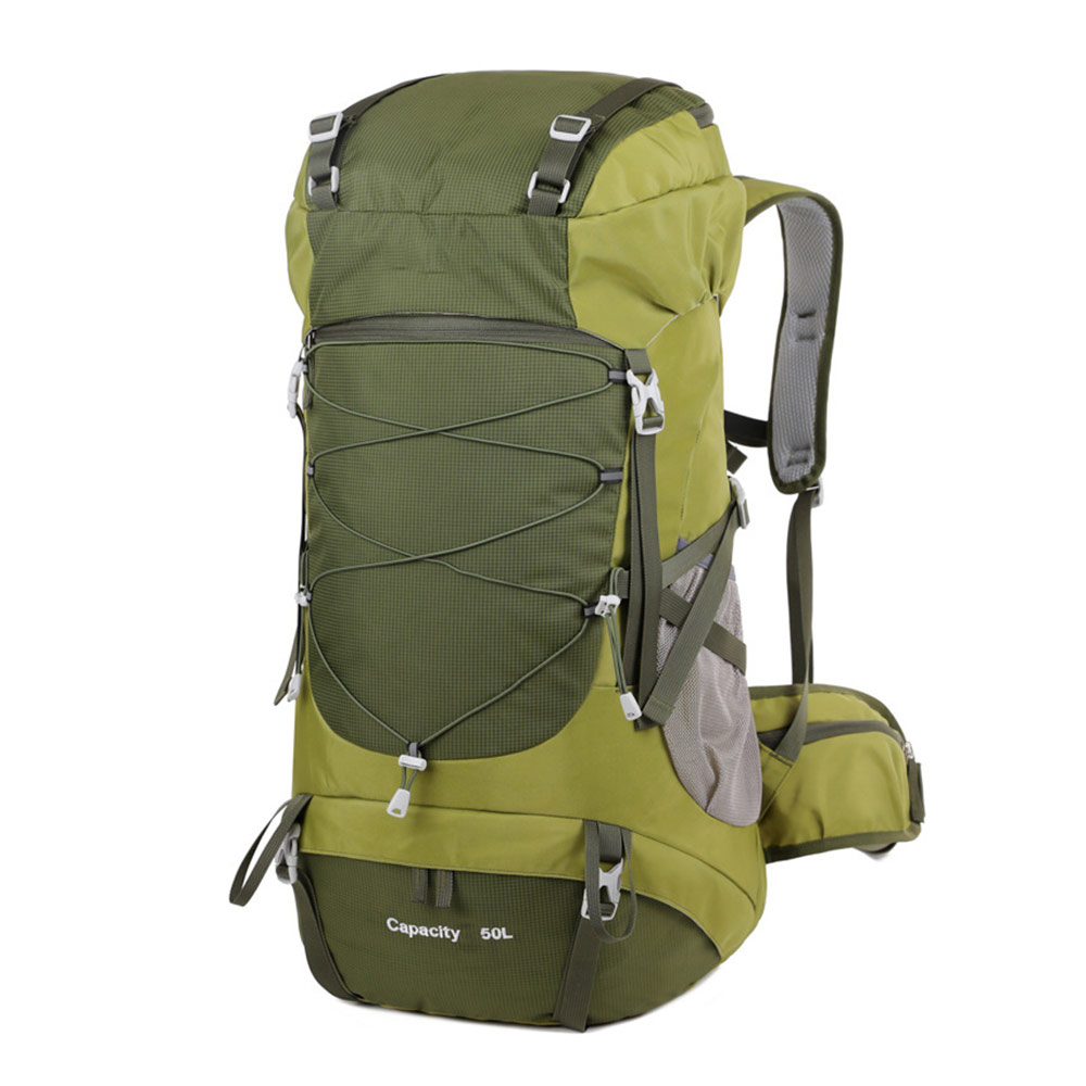 WESTTUNE 50L Wanderrucksack mit Regenschutz, multifunktionale Bergsteigertasche, Outdoor-Rucksack für Reisen, Trekking, Camping: green