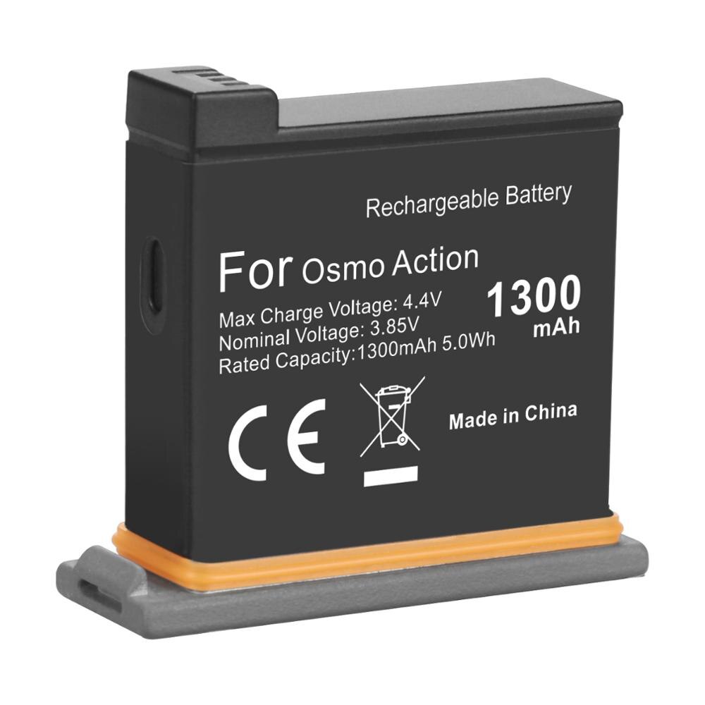 Batteria da 1300mAh OSMO action caricabatterie rapido intelligente a 3 porte per fotocamera sportiva DJI OSMO