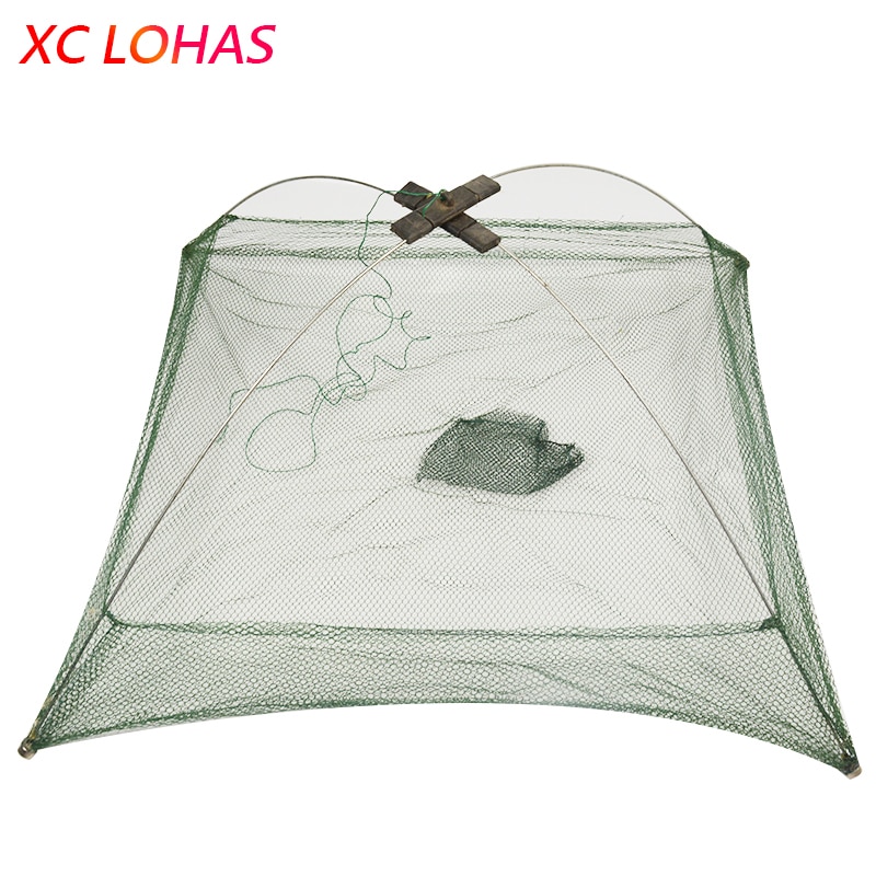 Red de RED cuadrada de aterrizaje para pesca, trampa para atrapar camarones, cangrejo, peces pequeños, 60x60cm, 80x80cm, 100x100cm
