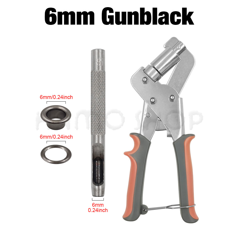 Eyelet Grommet Tool Kit Handheld Install Pliers Portable Grommet Hand Press With 100 Set Of Grommets For Leather Canvas Clothing: Antique Zinc