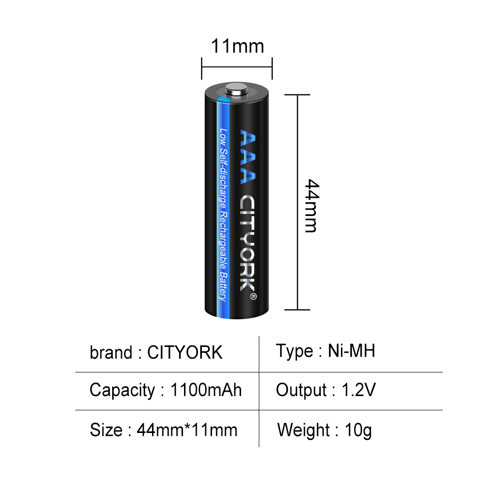 CITYORK-pilas recargables de 1,2 V, AAA, 1100mAh, NI-MH, 3A, 4 ranuras, LCD, USB, cargador de batería recargable de 1,2 V, AA, AAA