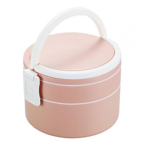 Office Worker with Lunch Box Double-Layer Japanese-Style Portable Microwave Bento Box Separated Insulation Heated Lunch Box Set: Pink1