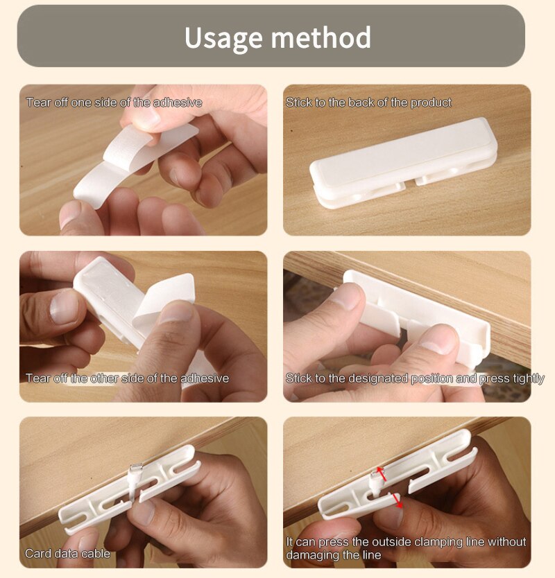 Crochet de rangement de câbles de données 3 pièces/ensemble, organisateur de câbles à Clip, gestion de câbles ABS de bureau, porte-fils, bobine USB