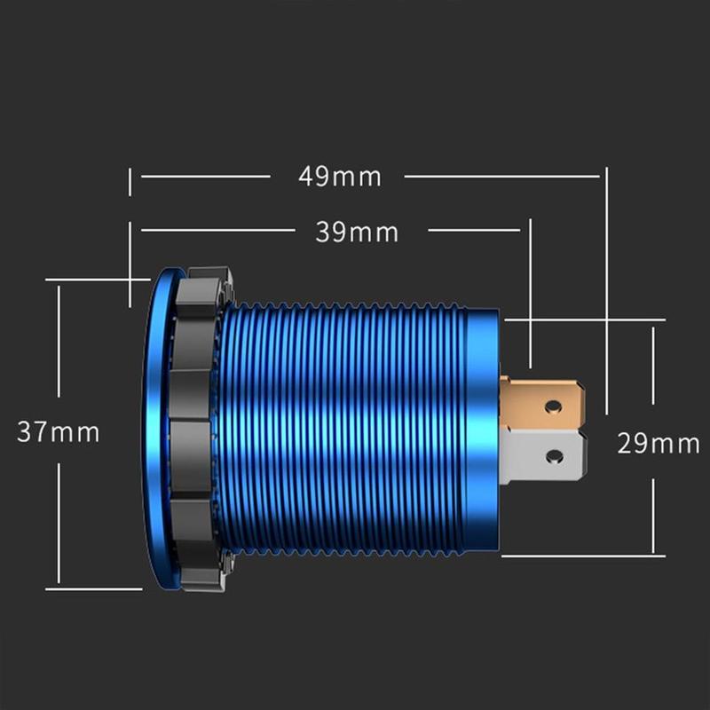 Quick Charge 3.0 Dual USB Charger Socket Waterproof Aluminum Power Outlet Fast Charge with LED Voltmeter for 12V/24V Car Boat