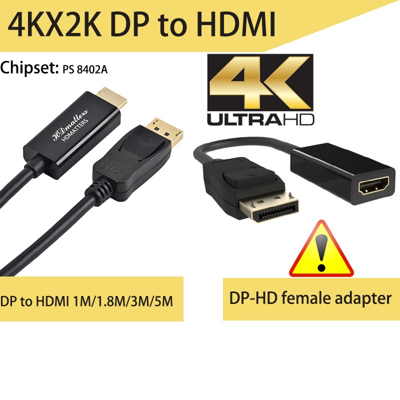 Displayport til hdmi 4k kabel 4k dp til hdmi adapter kabel 1.8m 4k dp til hdmi kabel adapter til hp dell asus lenovo
