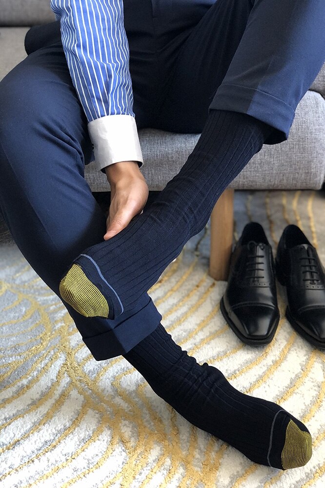 Calcetines para hombre traje de hombre formal negro calcetines de negocios para hombre Sexy Caballero traje vestido calcetines transpirables calcetines de algodón para hombre