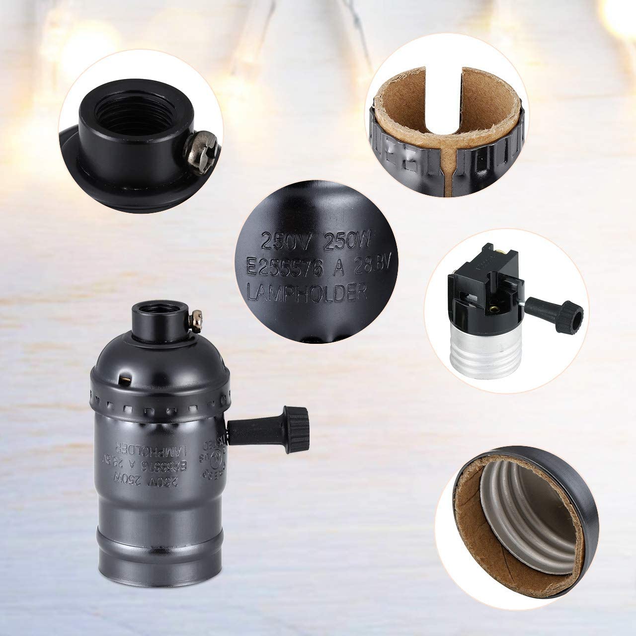 E27 Vintage Retro Lampvoet Houder Schroef Lamp Aluminium Shell Lamp Licht Schroef Socket 4 Kleuren Met Schakelaar 110V/220V