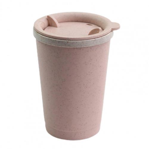 1PC Mug Leakproof Double-wall Insulation Wheat Fiber Straw Coffee Cup for Travel Coffee Mug Tea Mugs cup: Pink
