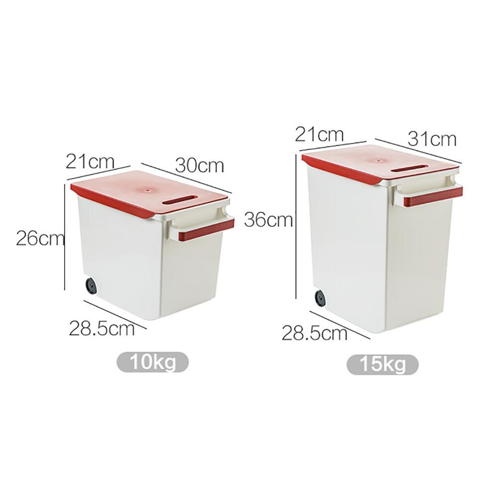 10/15KG grande boîte de rangement de riz de cuisine avec la caisse de récipient de farine de Grain de roue boîtes de récipient de riz en plastique bac scellé anti-poussière
