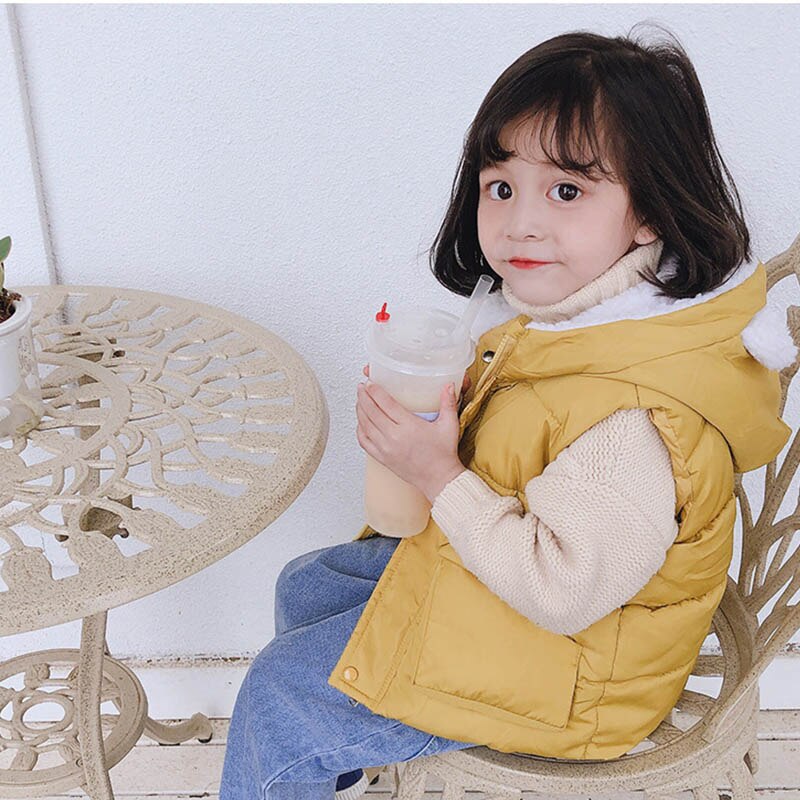 Autunno inverno bambini giù gilet di cotone ragazzi ragazze cappuccio spesso solido gilet bambini caldo Casual allentato senza maniche vestiti cappotto