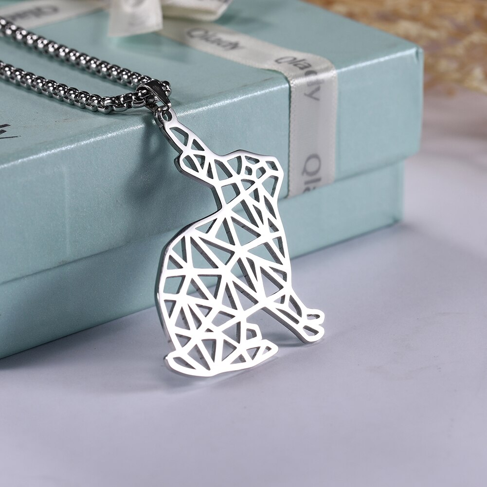 Teamer-collar con colgante de Animal de acero inoxidable para hombre, caja larga con cadena, Lobo, perro, gato, oso, León, ericio, cangrejo, camarón, joyería