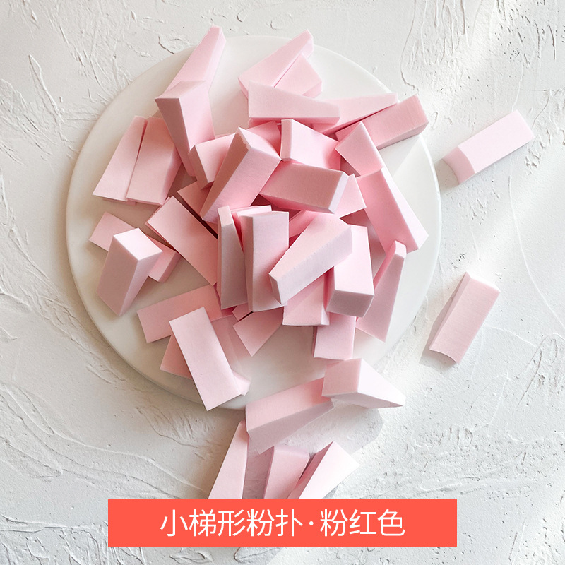 Esponja de maquillaje para mezclar curvas faciales, sin látex, aplicador de esponja de belleza suave en forma de cuña pequeña, 50 piezas: Rosa