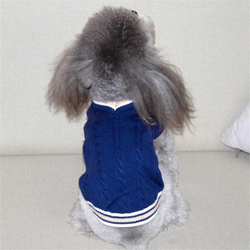 Cat Dog Sweater Coat Chihuahua Miniature Pinscher maltese Shih Tzu Pomeranian Poodle Schnauzer Small Dog Clothes Pet Clothing: Navy Blue / L