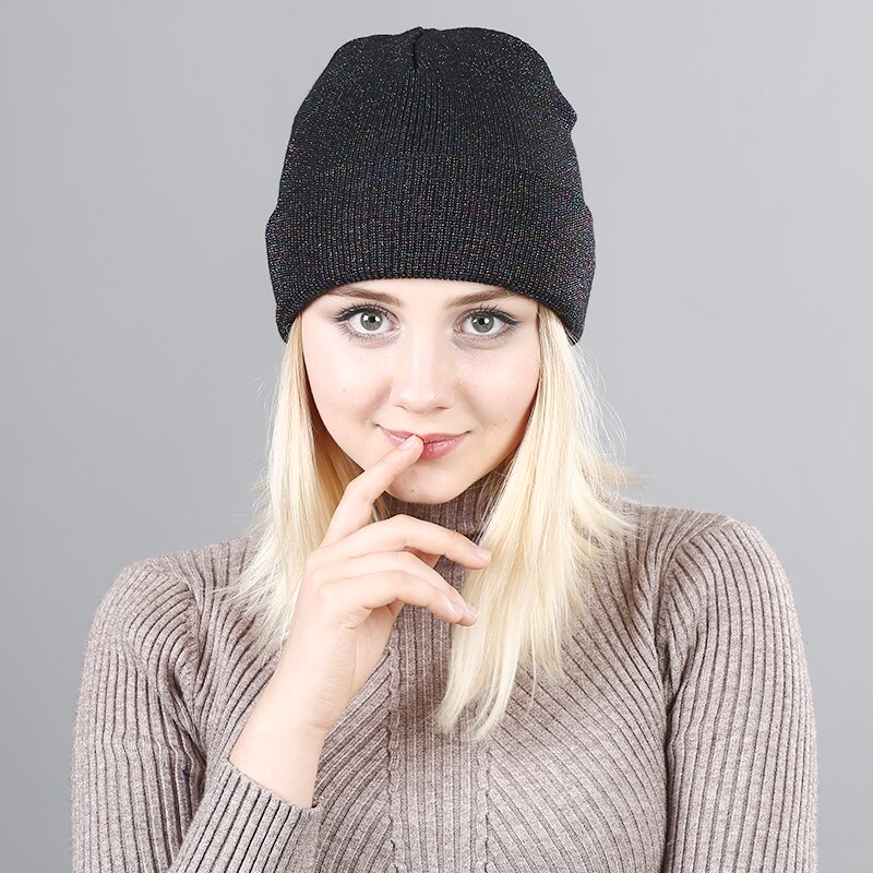 Arrivals Shiny Knit Hat Beanies Winter Cap For Women Men Headgear Hip Hop Beanie Skullies Balaclava Baggy Hedging Cap