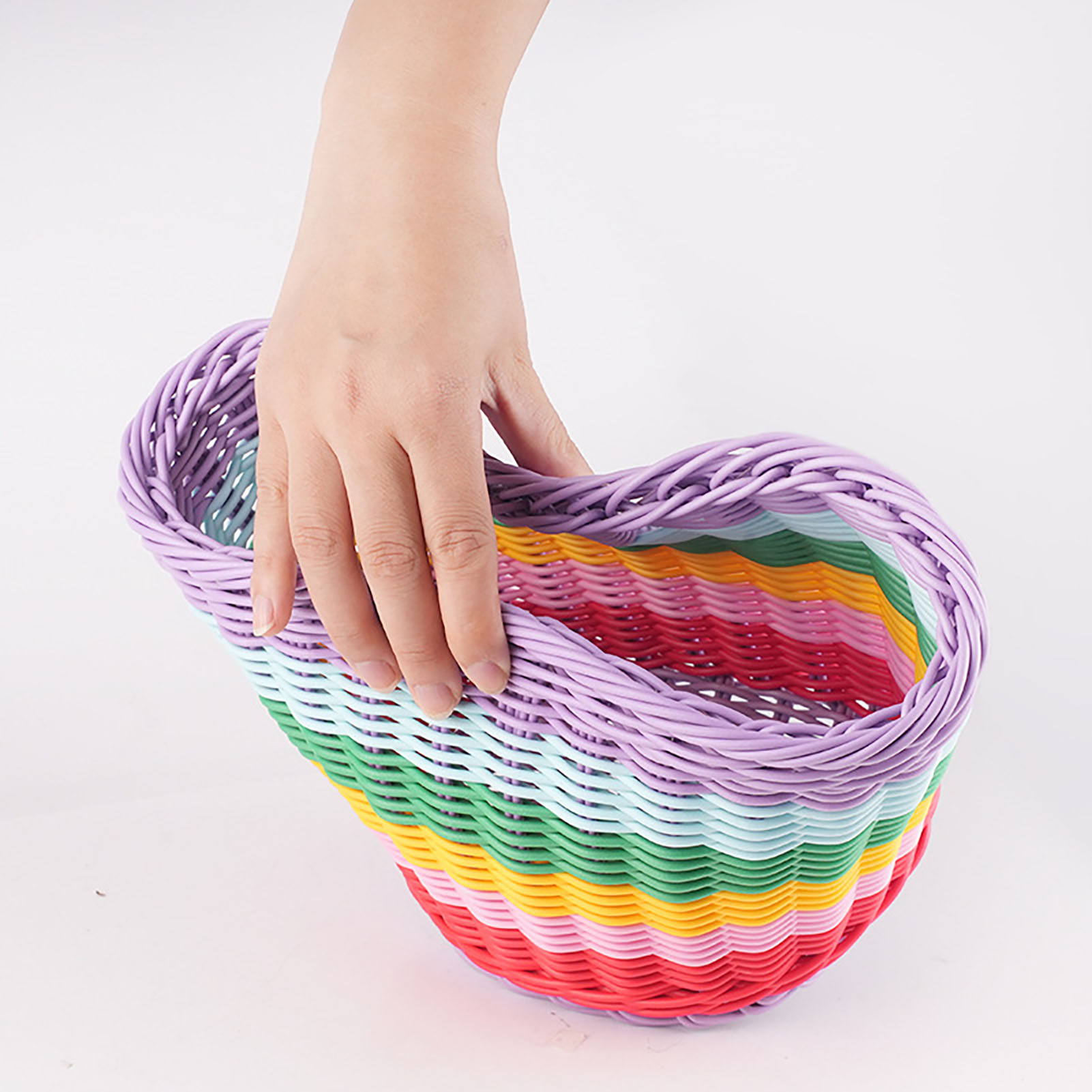 Rainbow color Bicycle Basket for Kid Front Handlebar Rattan Picnic Basket Plastic Bike bag Water Bottle Dolls case
