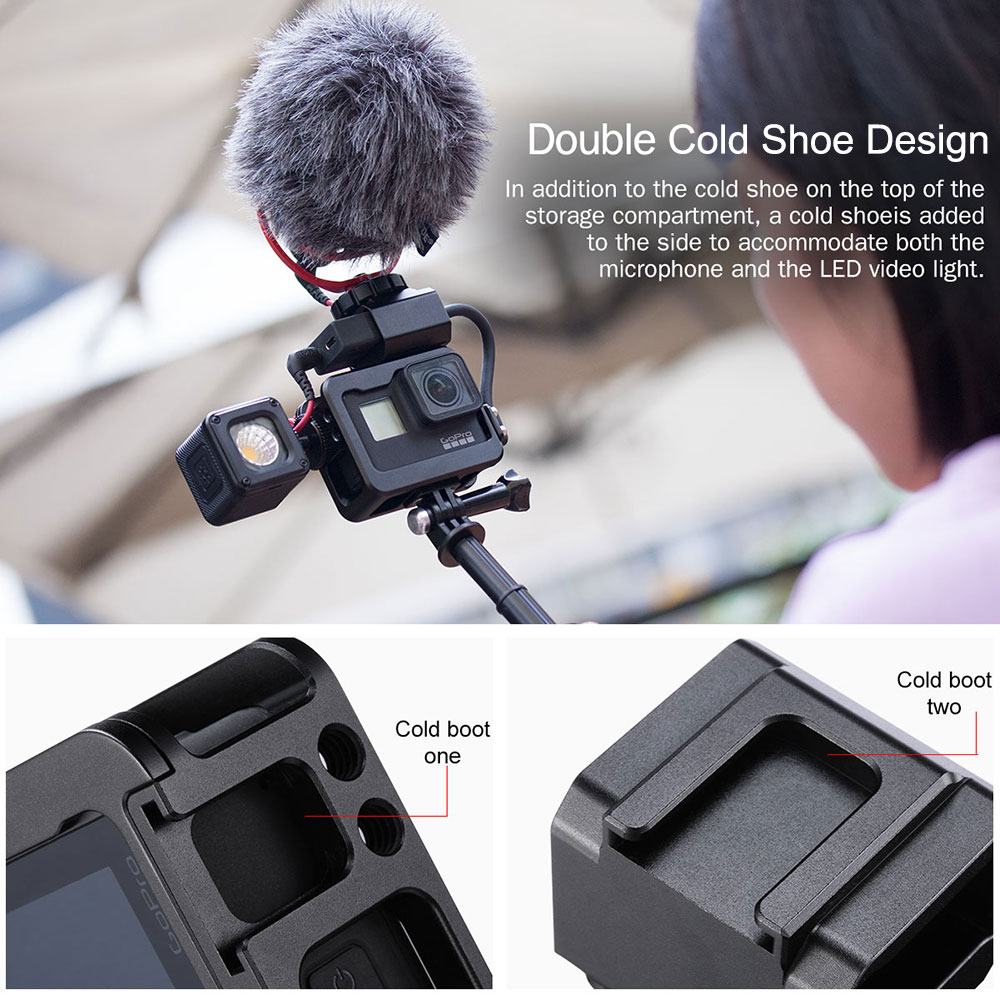 ULANZI V3 Pro Dual Cold Shoe Gopro Cage Protective Housing Case For GoPro Hero 7 6 5 Frame Shell For Video Vlog Fill Light Mic