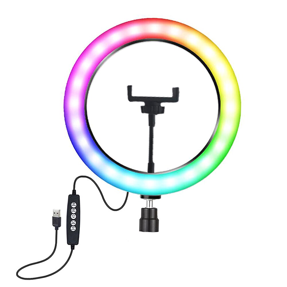 10 inch Video Lamp Dimmable LED Selfie RGB Ring Light USB Photography Light with Phone Holder for Makeup Video Live Studio: 10inch RGB