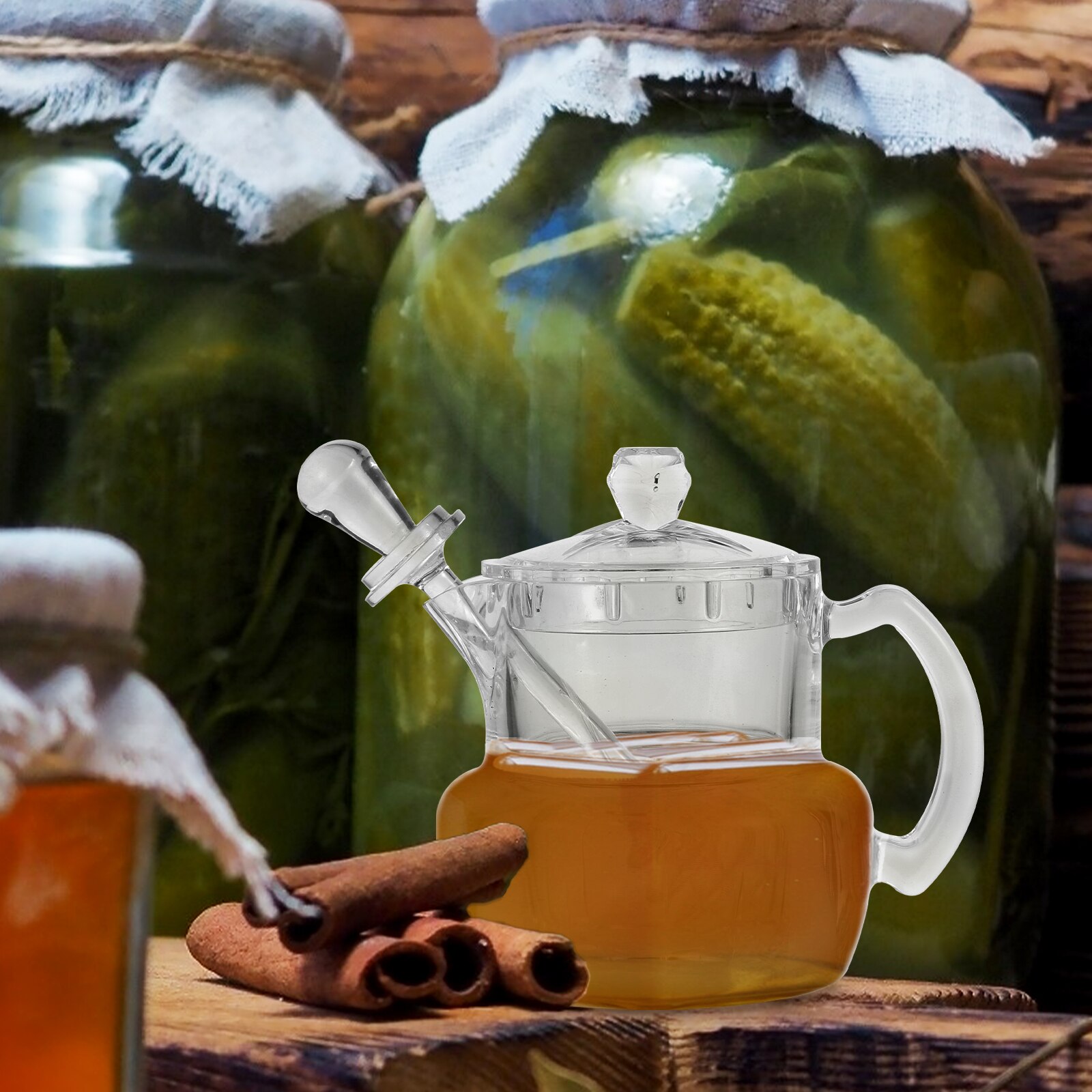 1 Set of Syrup Pot Syrup Dispenser Portable Honey Jar with Dipper