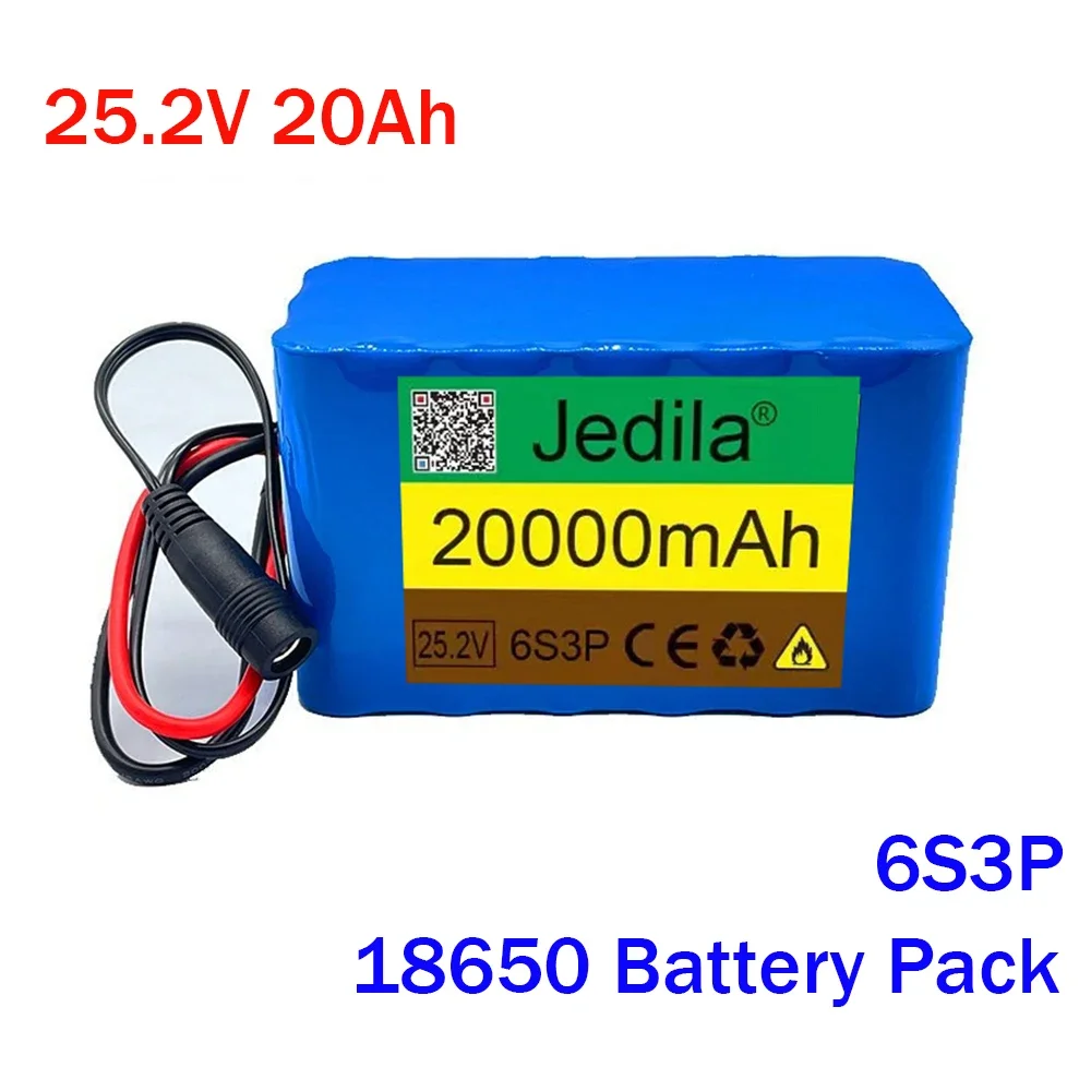 25.2V 20Ah 100% 18650 Battery Pack 6S3P 20000mAh Electric Bike Mopped/electric/lithium Ions Battery + Charger,