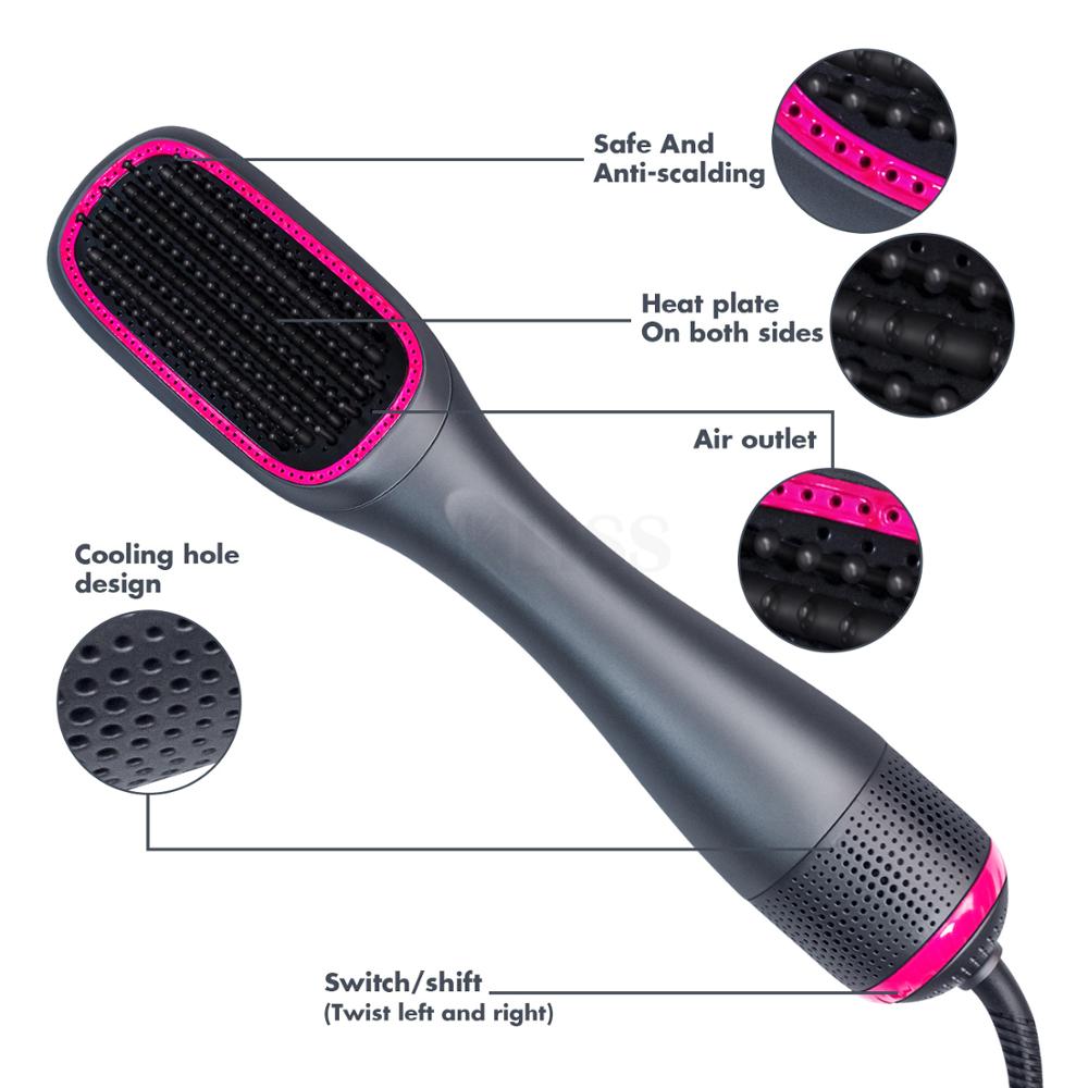 One step hårtørrer børste 7 in 1 air brush hår føntørrer volumizer hår glattejern curler kam rejse hårtørrer børste
