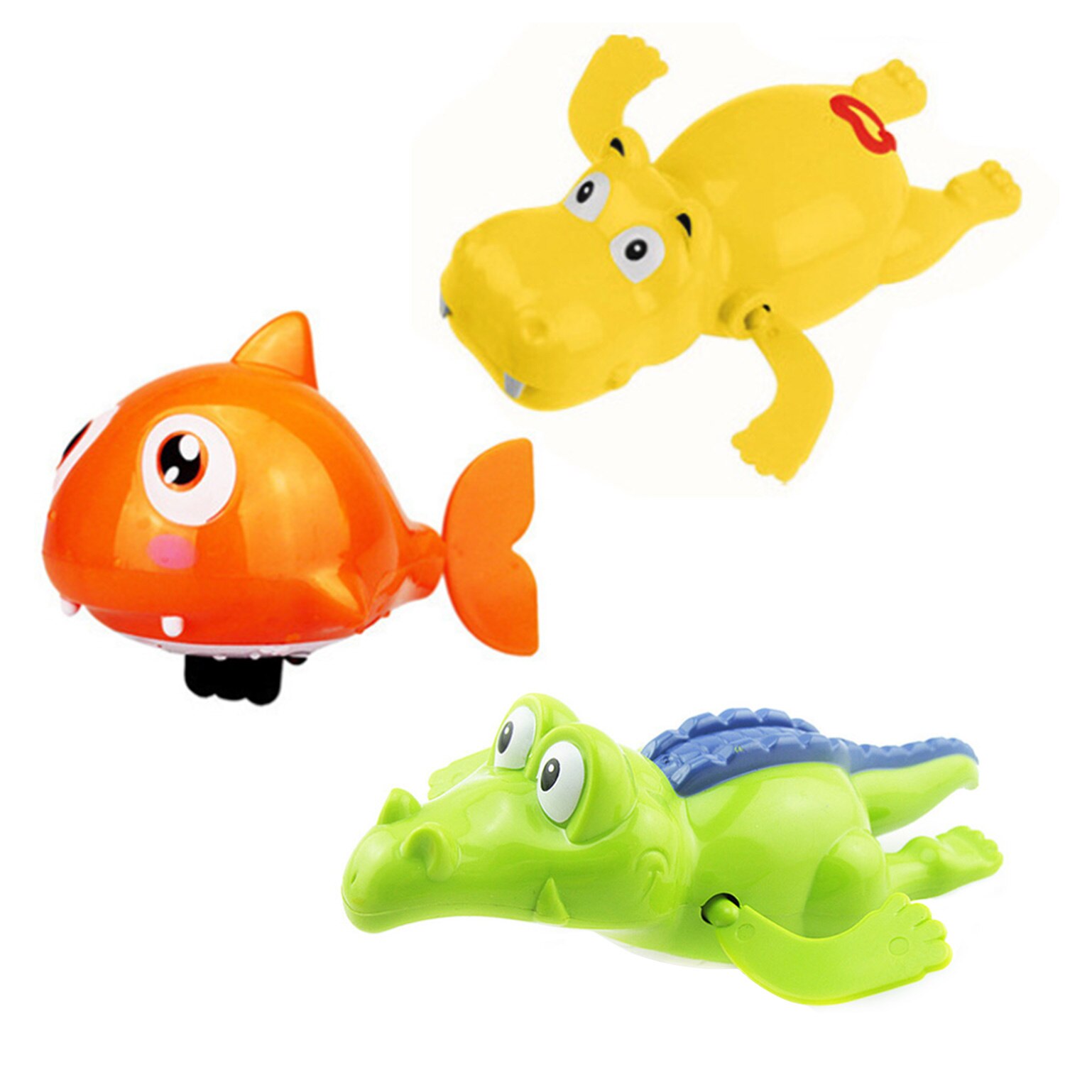 3PCS Classic Giocattoli Da Bagno Del Bambino Simpatico Cartone Animato Ippopotamo Coccodrillo Forma di Squalo Wind-up Clockwork Bagno Doccia Acqua Gioco colori Casuali: A