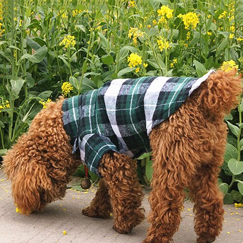 TINGHAO Hond kleren Leuk Huisdier Puppy Comfortabele Plaid Shirt Jas Kleding T-Shirt Maat XS SML Hond Levert