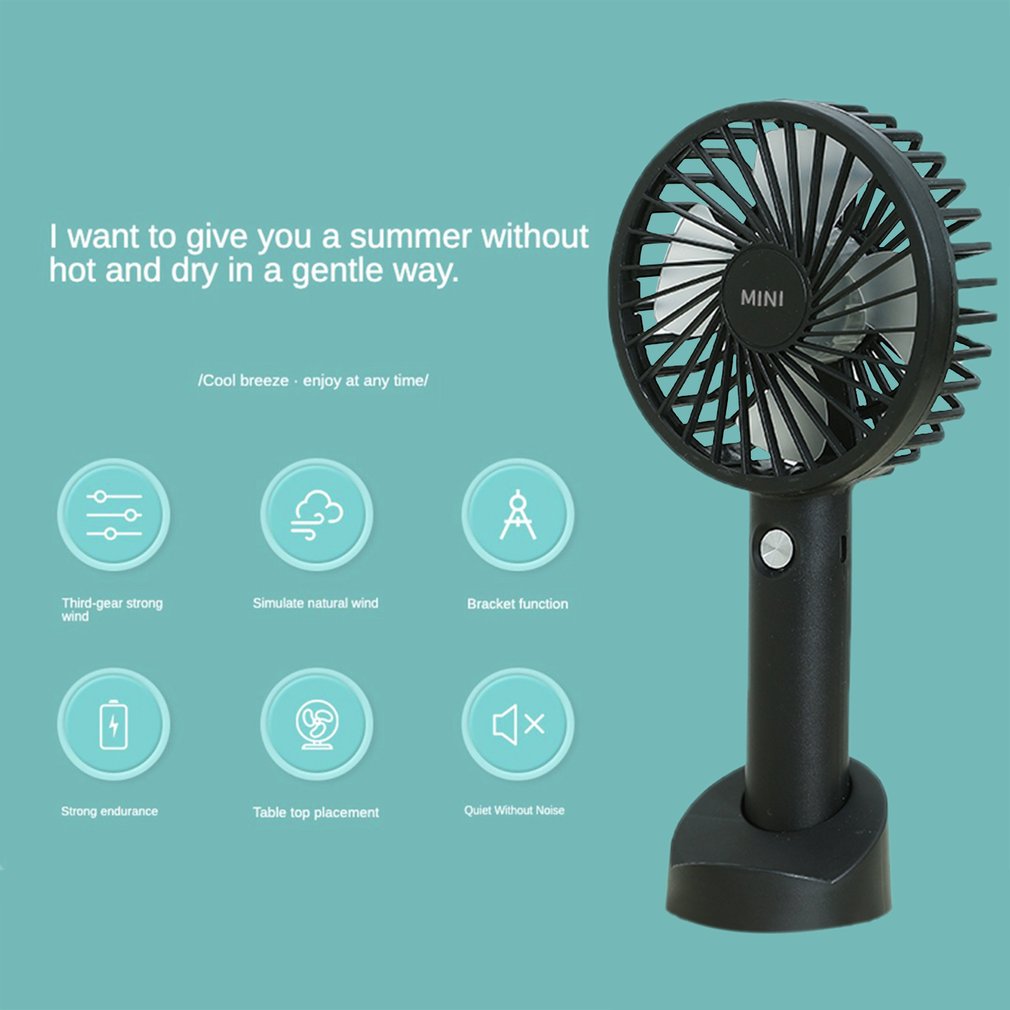 Portable USB Rechargeable Fan Mini Handheld Air Cooling Fan Desktop Ventilation Fan With Base 3 Modes For Travel Outdoor Cooler
