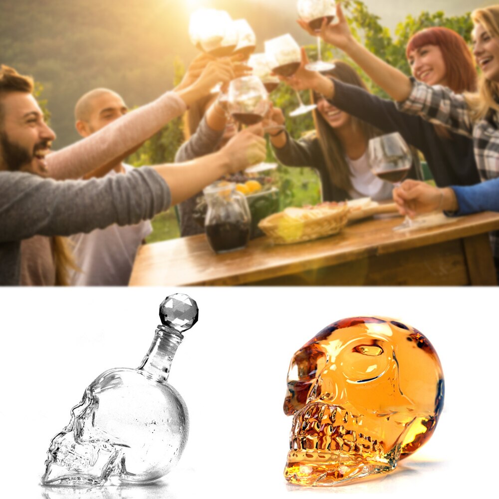 125/350/550/1000ML cráneo creativa jarra de vidrio Whisky Vodka vino botella de cristal de los espíritus de vino transparente bebiendo suministros