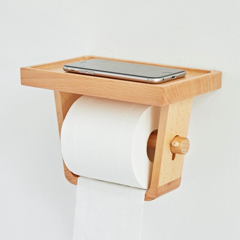 Badeværelse toiletpapirholder husholdning toiletpapir kasse papirrør træ enkel toiletrulleholder