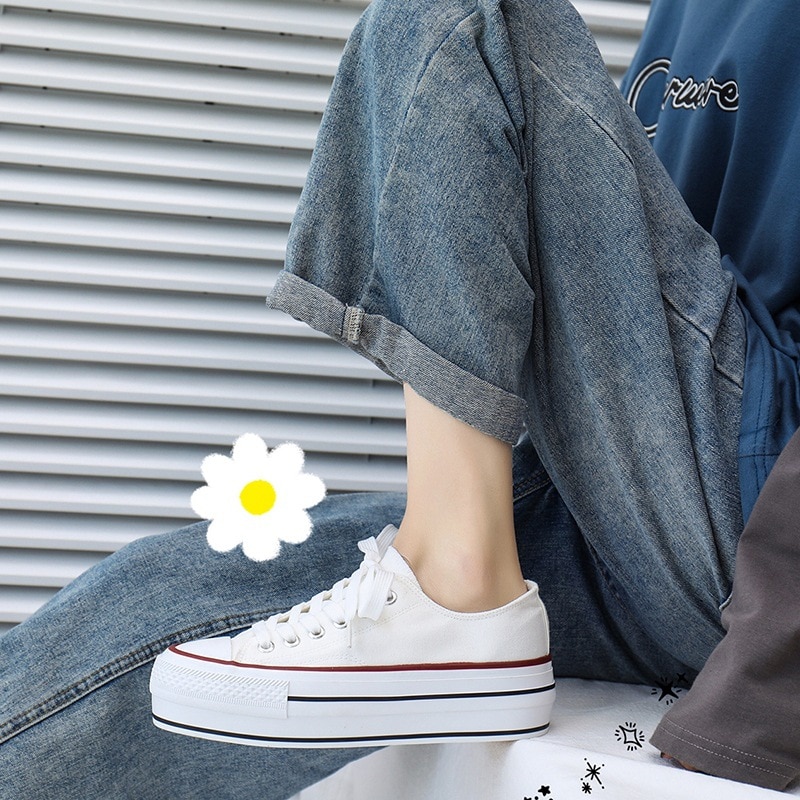 Canvas Dames Schoenen Hoge Platform Sneaker Vrouw Casual Sneakers Dames Trainers Chunky Sneakers Vrouw Wandelschoenen