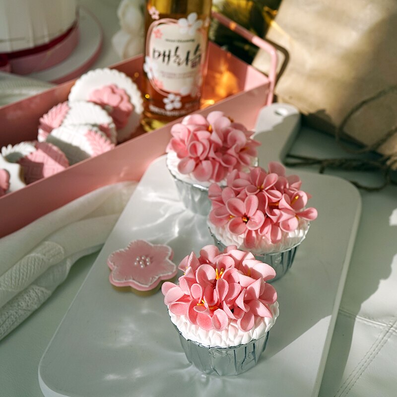 2 unids/lote de cupcakes de cerezo en flor de imitación