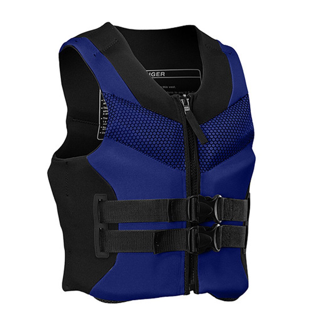 Adult Adjustable Jacket Aid Life Vest Kayak Buoyancy Fishing Ski Boat Watersport Swimming Boating Beach Jacket Vest Safety Vests: Blue  / XXXL