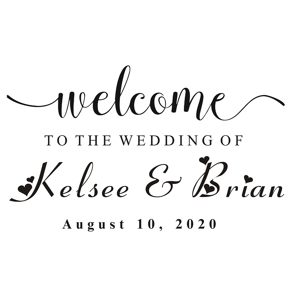 Custom Names Decor Wedding Welcome Sign Wall Decals Wedding Party Decor Vinyl Mural Wall Mirror Board Vinyl Sticker C321