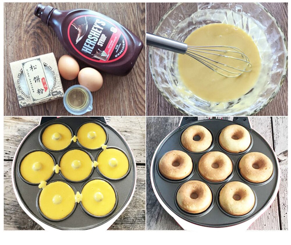 220V Hause Verwendet Elektrische Automatische Krapfen Frühstück Runde Kuchen Brot Hersteller Licht Lebensmittel Maschine Krapfen maschine 1200W Schnelle heizung
