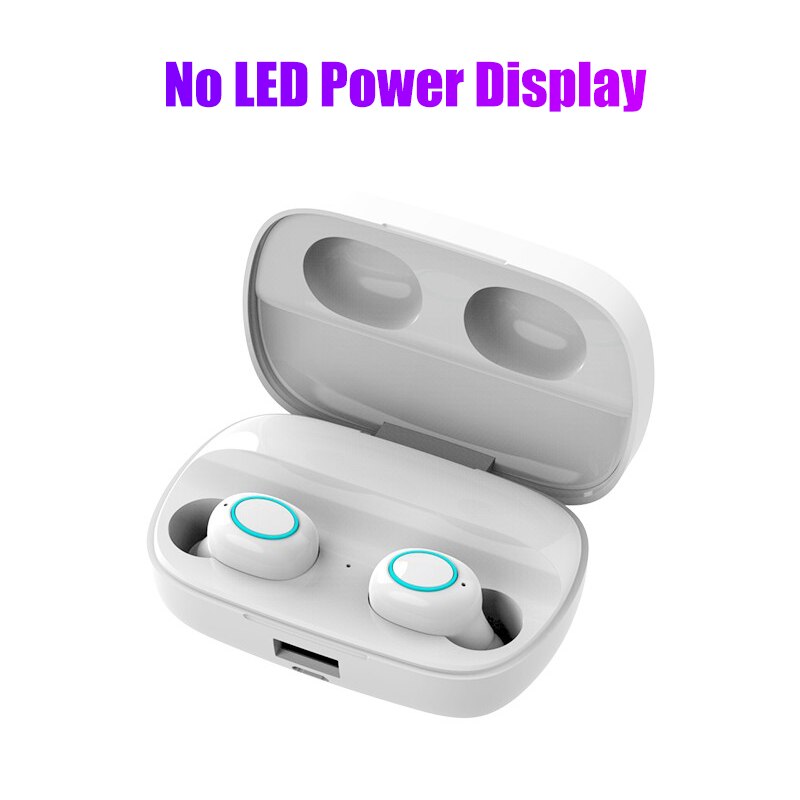 Cordless Headphone Bluetooth Earphone TWS Earphones Wireless Headphones Noise Canceling Handsfree Headset Earbuds For Mobile: White-NO LED Display