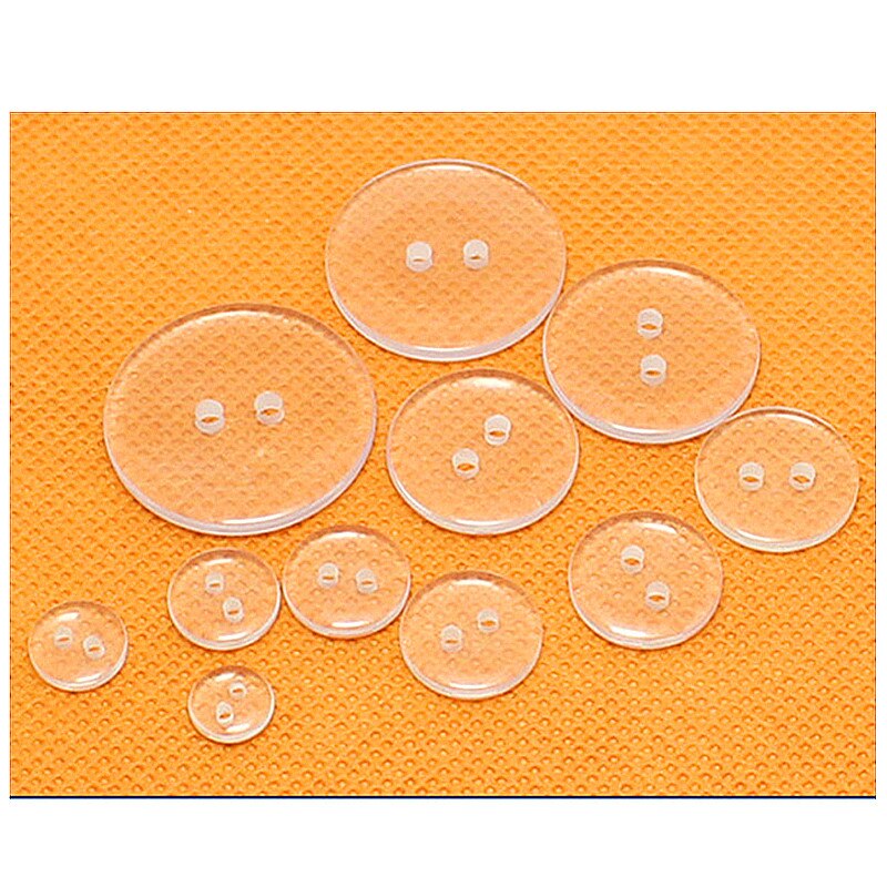 100Pcs 12-20L 2 Gaten Transparante Knoppen Clear Naaien Polyester Hars Overhemd Knop Voor Kleding Diy Bottones Apparrel Accessoires