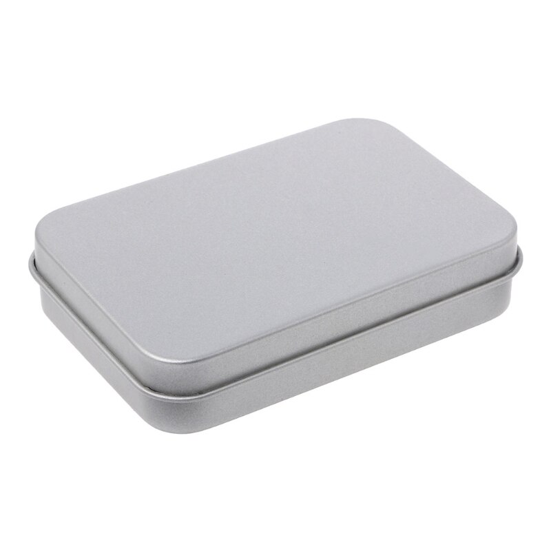 Metal Rectangular Storage Box Container with Lid, Small Tin Boxes Empty Containers Silver Storage Box Case Organizer: 2